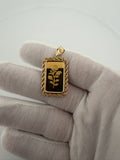 5g 24K Pamp Rose Bar in 14K Yellow Gold Rope Bezel 5mm Bail 8.0g