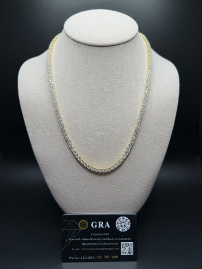 20" 4mm gold over silver moissanite tennis chain, 36.34ctw D VVS1, 28g – Ott Family Jewelry (1)