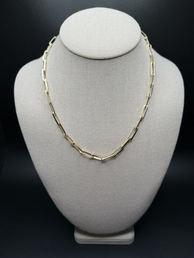 18 inch 5mm paperclip chain in 14K yellow gold, 21.9g - Ott Family Jewelry