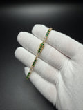 7" Gold over Silver 3ctw Lab Diamond & Emerald Alternating Tennis Bracelet 3mm 7.0g