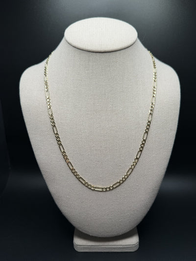 22 inch 4mm Figaro chain in 14K yellow gold, 11.9g - Ott Family Jewelry