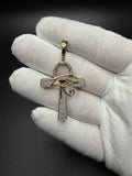 2" 10K Yellow Gold Ankh Pendant with Eye of Horus 1/3ctw Natural Diamond 8.6mm Bail 5.0g