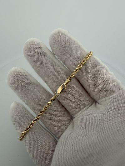 8" 14k Yellow Gold Rope 3mm 6.33g