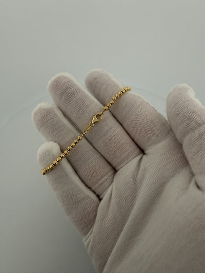 7" 10K Yellow Gold Diamond Cut Moon Bead 3mm 3.22g