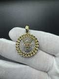 1.5” 10k Yellow Gold 1/2ctw Natural Diamond Lion Pendant with Cuban Link Bezel 6mm Bail 5.9g
