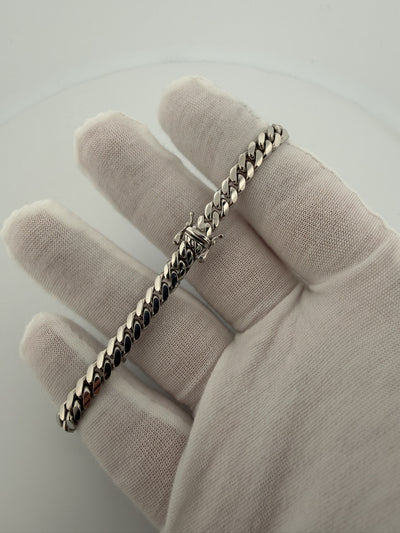 8" 14k White Gold Cuban 6mm 23.24g