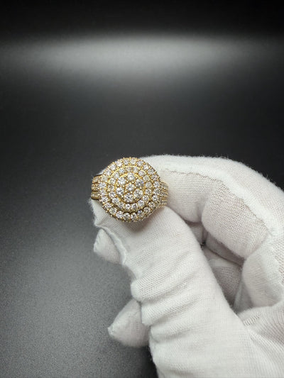 Size 10 10k Yellow Gold 4ctw Natural Diamond Cluster Ring 8.25g