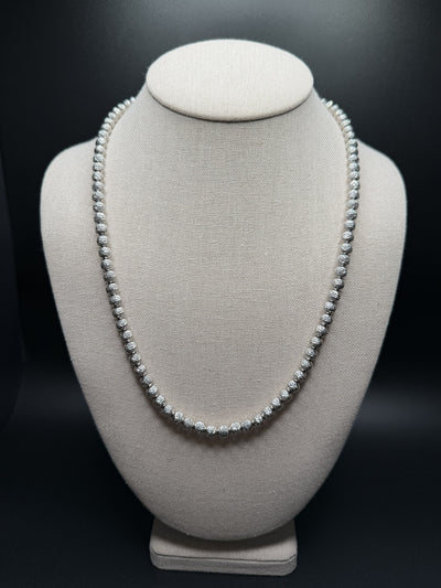 22" 14K White Gold Diamond Cut Moon Bead 6mm 39.6g