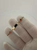 6" 14K Yellow Gold Rolo Link Baby ID Bracelet with Red Clovers 2mm 1.6g
