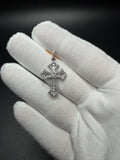 1.5" Silver 1ctw VS/VVS Lab Diamond Gothic Cross 5mm Bail 2.4g
