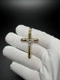 2" 14k Yellow Gold Round Cross & Crucifix 5.2mm Bail 2.8g