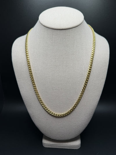 22 inch 5mm semi-solid Cuban link chain in 14K yellow gold, 18.03g - Ott Family Jewelry