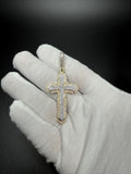 2.5" 10K Yellow Gold Gothic Cross 1 1/3ctw Natural Diamond Pendant 6.6mm Bail 8.1g