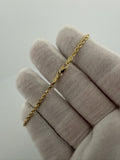 7" 14K Yellow Gold Rope Bracelet 2.5mm 3.42g