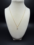 18" Gold over Silver Chain 1/2ct Emerald Lab Diamond Solitaire Pendant 1.5g