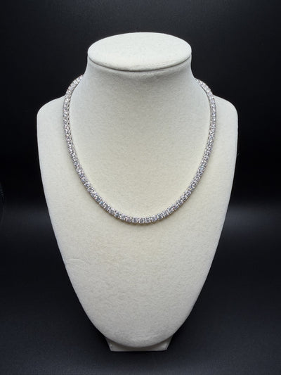 16" Silver 30ctw Moissanite Tennis Chain 4mm 20.5g