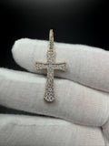 1.5" 10k Yellow Gold 3/4ctw VS/VVS Lab Diamond Flared Cross 6.8mm Bail 1.95g