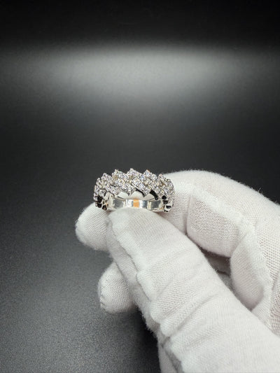 Size 10 Silver 1.5ctw VS/VVS Lab Diamond Cuban Ring 8.5mm 6.0g