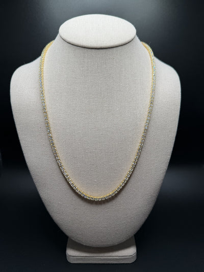 22" Gold over Silver 18ctw VS/VVS Lab Diamond Tennis Chain 3.5mm 33.1g
