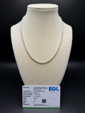 17" 14k White Gold 7.03ctw E-F VS Lab Diamond Tennis Chain EGL Certified 2.2mm 11.25g