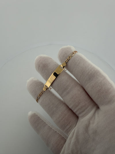 6 inch 3mm Figaro baby ID bracelet in 14K yellow and rose gold, 3.2g - Ott Family Jewelry
