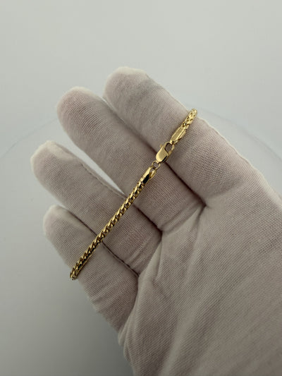 8 inch 3mm Franco bracelet in 14K yellow gold, 10.44g - Ott Family Jewelry