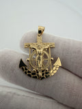 1.5" 14K Yellow Gold Nugget Style Mariner Cross 5.1mm Bail 3.12g