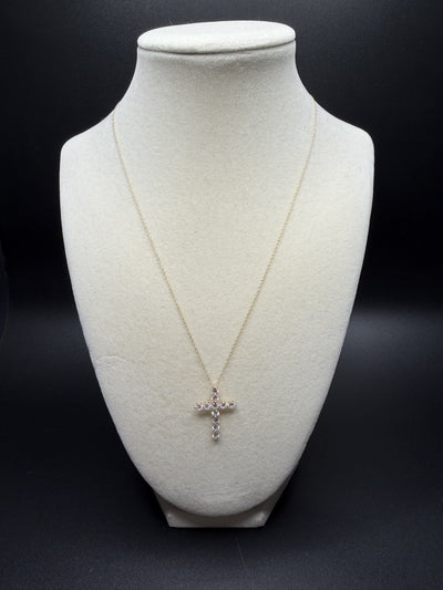 18" 14k Yellow Gold Chain & 1" 1ctw VS/VVS Lab Diamond Cross 1.5g