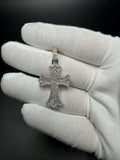 1.75" Silver 1.2ctw VS/VVS Lab Diamond Gothic Cross 6.3mm Bail 4.6g