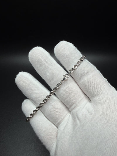 8" 14K White Gold Rope 4mm 10.1g