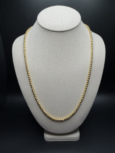 24" 14k Yellow Gold Dia Cut Moon Bead Chain 3.5mm 23.7g
