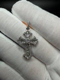 1.5" Silver 1ctw VS/VVS Lab Diamond Gothic Cross 5mm Bail 2.4g