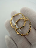 30mm 14K Yellow Gold Twisted Hoops 1.94g