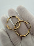 30mm x 3mm hoop earrings in 14K yellow gold, 2.4g, view 2 - Ott Family Jewelry