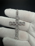 2.5" Silver 1.75ctw VS/VVS Lab Diamond Halo Cluster Cross 8mm Bail 7.9g