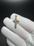 1.25" 14k Gold Two-tone High Detail Fancy Crucifix 3.2mm Bail 1.6g
