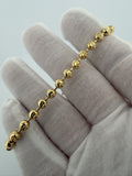8" 14K Yellow Gold Diamond Cut Moon Bead 5mm 12.9g