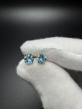 6mm 14k Yellow Gold Blue Topaz Studs .65g