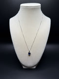 18" Silver Box Chain & 1ctw Lab Sapphire Pendant with Natural Diamond Accents 2.9g