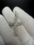 1.75" 10k Yellow Gold 2ctw VS/VVS Lab Diamond Rounded Edge Cross 7mm Bail 5.0g