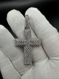 2.25" Silver Cross 4ctw VS/VVS Lab Diamond 8.7mm Bail 11.7g