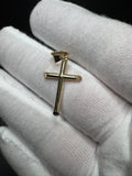 1.25" 14k Yellow Gold Small Round Cross 5.2mm Bail 0.9g