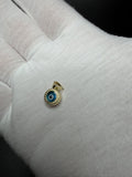 1/2" 14K Yellow Gold Round Evil Eye Pendant 4mm Bail 0.6g