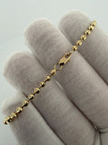7" 14k Yellow Gold Diamond Cut Moon Bead 3mm 4.73g