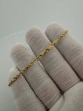 7" 14K Yellow Gold Rope Bracelet 2.5mm 3.42g