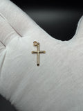 1" 14K Yellow Gold Round Cross 4mm Bail 0.84g