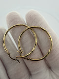 35mm 14K Yellow Gold Fancy Diamond Cut Hoops 1.7g