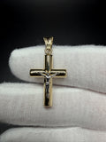 1.25" 14K two-tone gold square cross / crucifix pendant, 1.4g – Ott Family Jewelry (2)