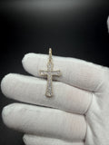 1.5" 10k Yellow Gold 3/4ctw VS/VVS Lab Diamond Flared Cross 6.8mm Bail 1.95g