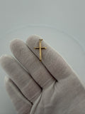 1.25" 14K Yellow Gold Round Cross 2mm Bail 0.93g